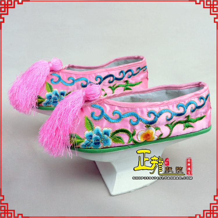 麻江京越剧戏鞋花盆底清朝皇后贵妃宫女花盆底 旗鞋