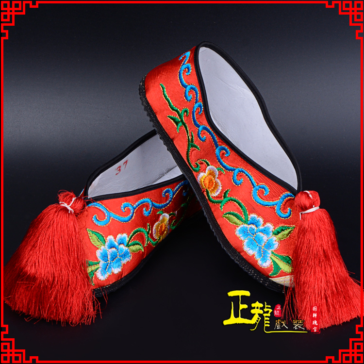 麻江京剧越剧戏曲彩鞋花旦绣花 普平底彩鞋