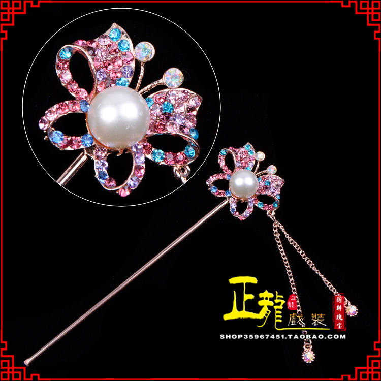 麻江花旦小姐青衣头饰簪子 蝴蝶发簪